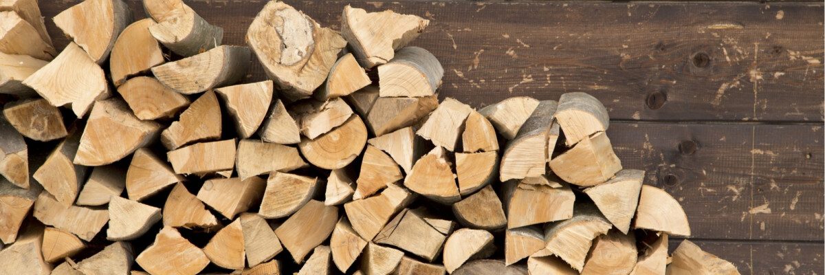Firewood stacked next to home